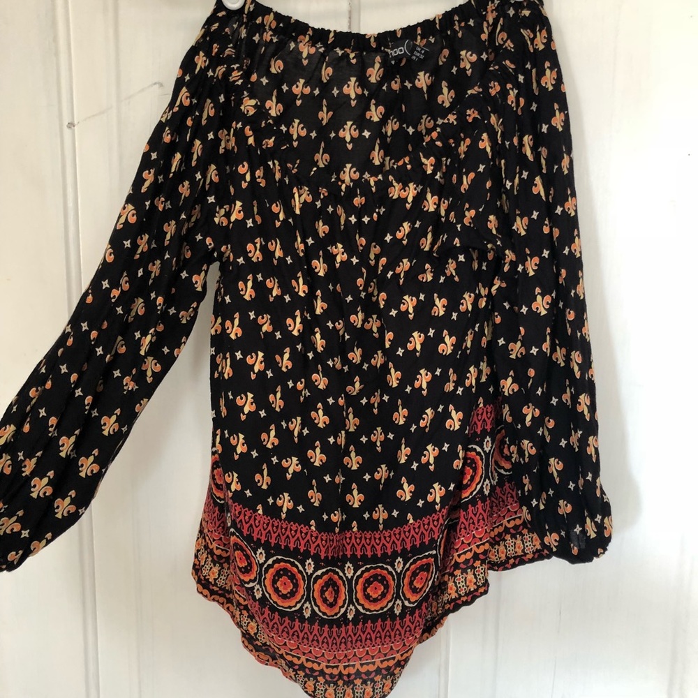 Xs/s 3/4 sleeve off-shoulder boohoo top